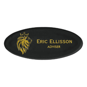 Lion With Crown - Gold Style 2 Name Tag