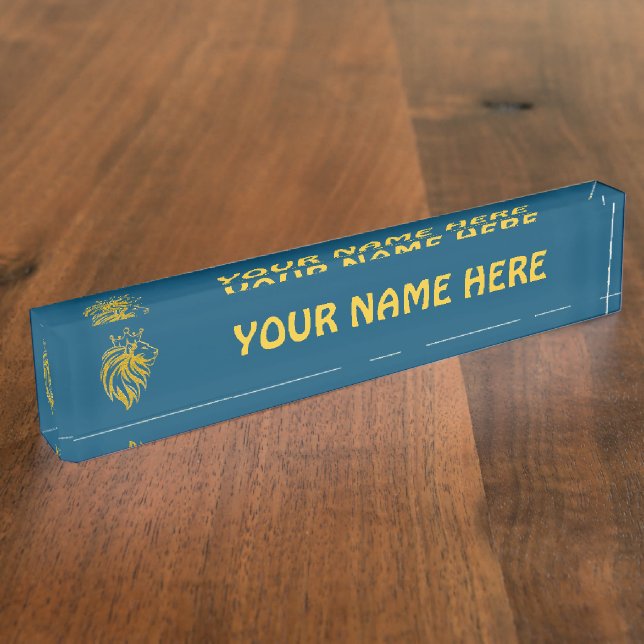 Lion With Crown - Gold Style 2 Nameplate (Side)