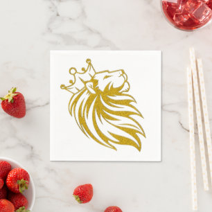 Lion With Crown - Gold Style 2 Napkin