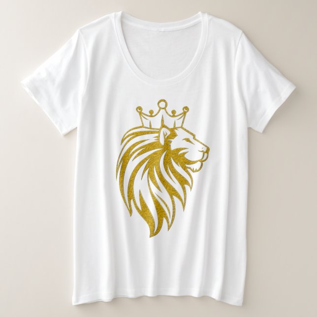 Lion With Crown - Gold Style 2 Plus Size T-Shirt (Design Front)