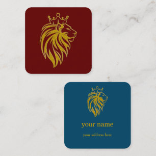 Lion With Crown - Gold Style 2 Square Business Card