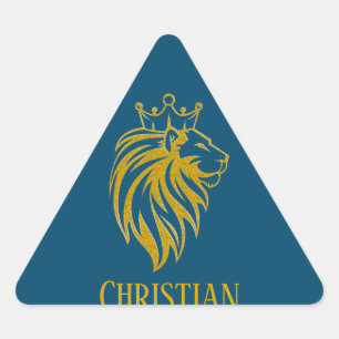 Lion With Crown - Gold Style 2 Triangle Sticker