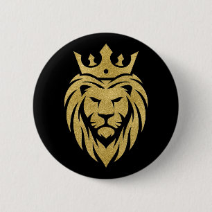 Lion With Crown - Gold Style 3 6 Cm Round Badge