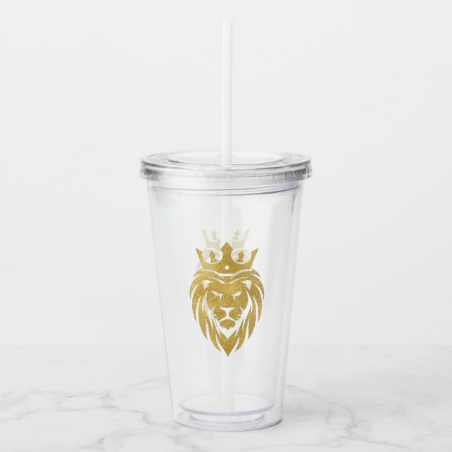 Lion With Crown - Gold Style 3 Acrylic Tumbler (Front)