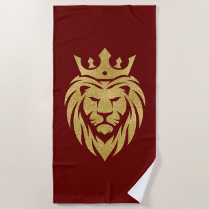 Lion With Crown - Gold Style 3 Beach Towel
