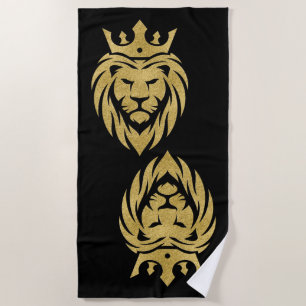 Lion With Crown - Gold Style 3 Beach Towel