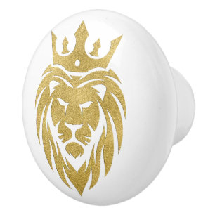 Lion With Crown - Gold Style 3 Ceramic Knob