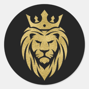 Lion With Crown - Gold Style 3 Classic Round Sticker