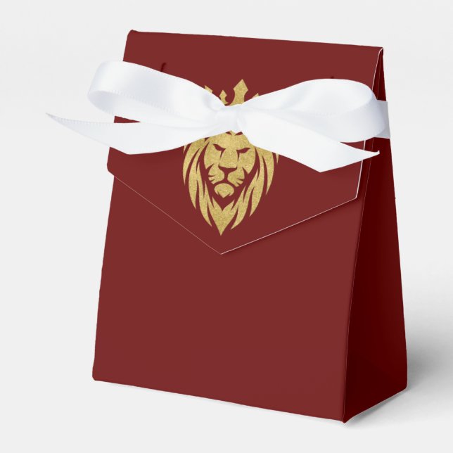 Lion With Crown - Gold Style 3 Favour Box (Front Side)