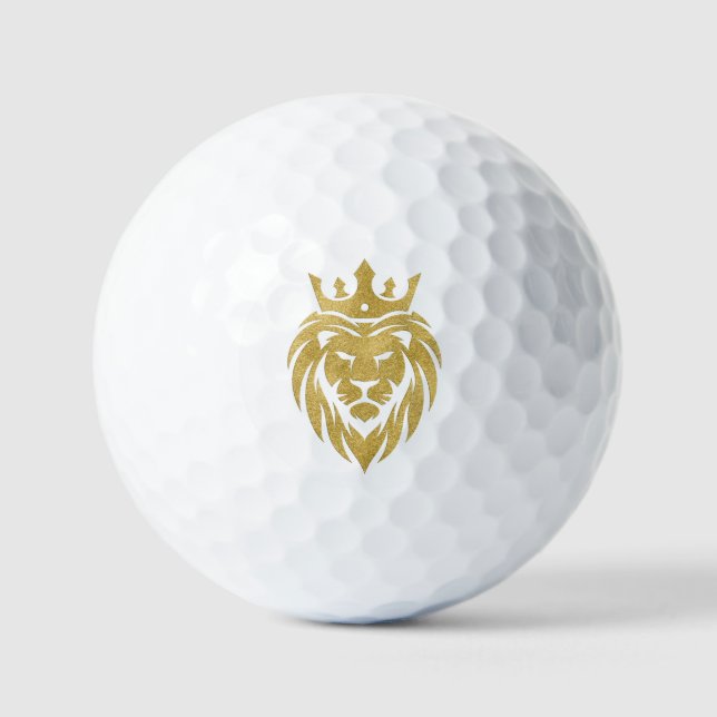 Lion With Crown - Gold Style 3 Golf Balls (Front)