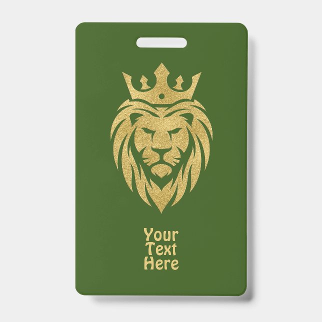 Lion With Crown - Gold Style 3 ID Badge (Front)