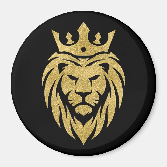 Lion With Crown - Gold Style 3 Magnet (Front)