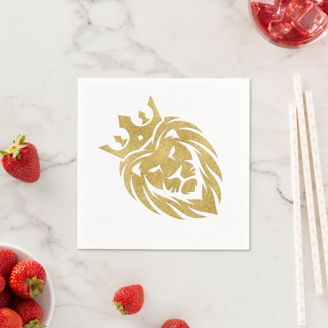 Lion With Crown - Gold Style 3 Napkin (Insitu)