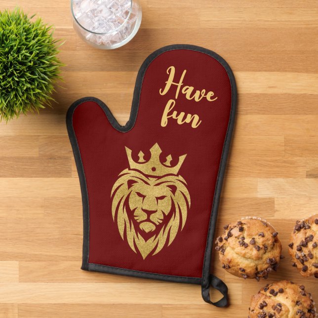 Lion With Crown - Gold Style 3 Oven Mitt (Top down)