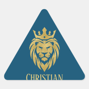 Lion With Crown - Gold Style 3 Triangle Sticker