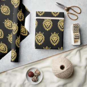 Lion With Crown - Gold Style 3 Wrapping Paper