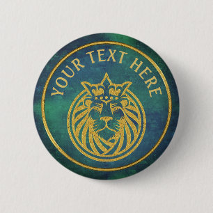 Lion With Crown - Gold Style 4 6 Cm Round Badge