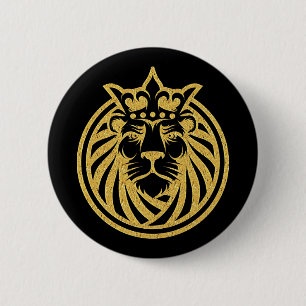 Lion With Crown - Gold Style 4 6 Cm Round Badge