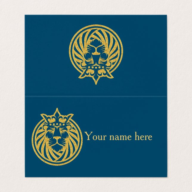 Lion With Crown - Gold Style 4 Business Card (Outside Unfolded)