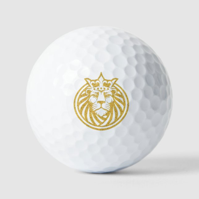 Lion With Crown - Gold Style 4 Golf Balls (Front)