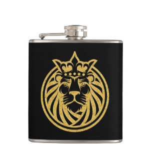 Lion With Crown - Gold Style 4 Hip Flask