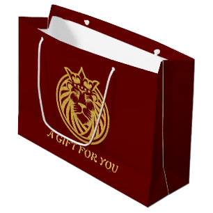 Lion With Crown - Gold Style 4 Large Gift Bag