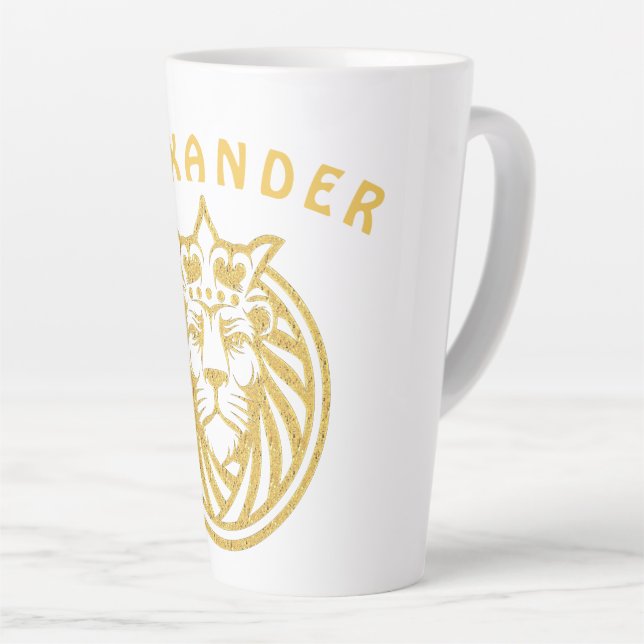 Lion With Crown - Gold Style 4 Latte Mug (Right Angle)