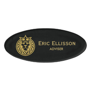 Lion With Crown - Gold Style 4 Name Tag