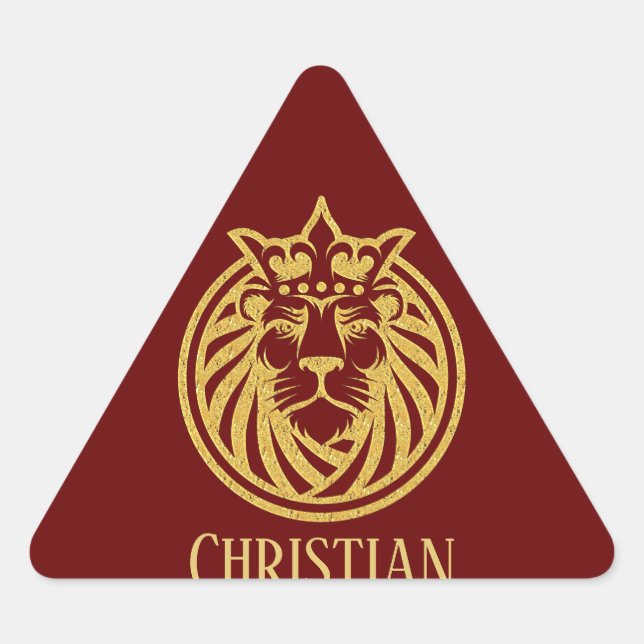 Lion With Crown - Gold Style 4 Triangle Sticker (Front)