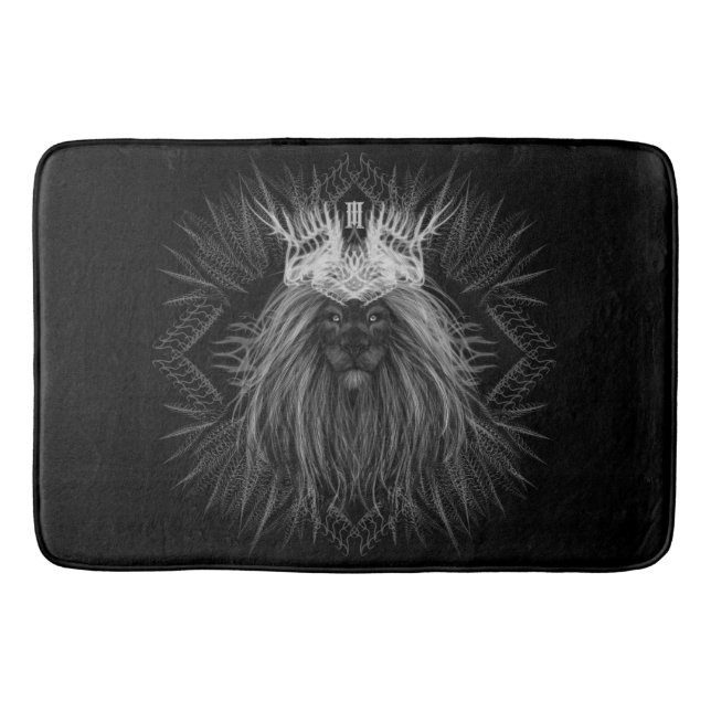 Lion with Crown Monogram Bath Mat (Front)