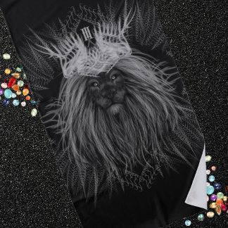 Lion with Crown Monogram Black Beach Towel