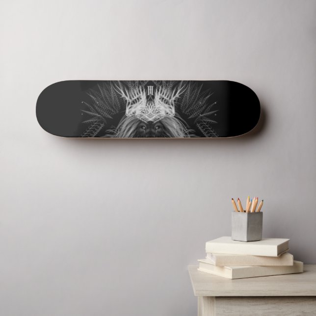 Lion with Crown Monogram Black Skateboard (Wall Art (Horz))