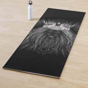 Lion with Crown Monogram Black Yoga Mat