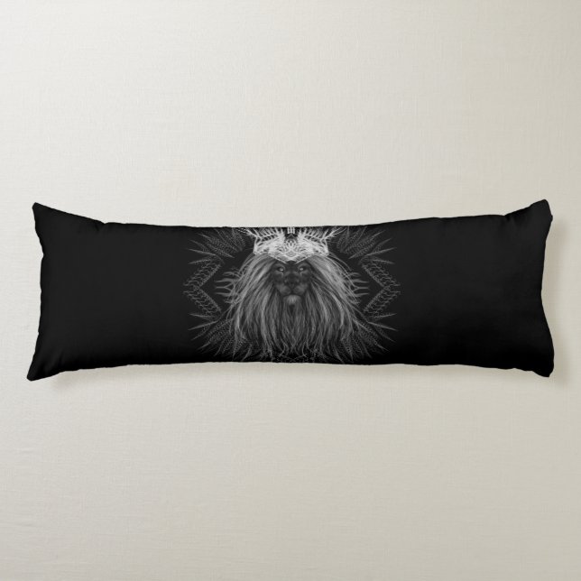 Lion with Crown Monogram Body Pillow (Front)