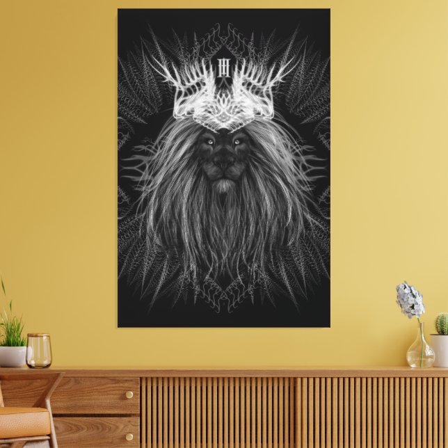 Lion with Crown Monogram Canvas Print (Insitu(LivingRoom))