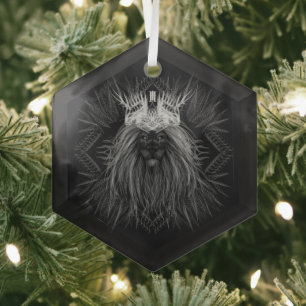 Lion with Crown Monogram Glass Tree Decoration