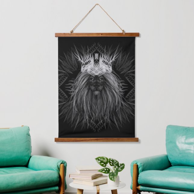 Lion with Crown Monogram Hanging Tapestry (Living Room)