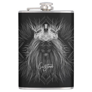 Lion with Crown Monogram Hip Flask