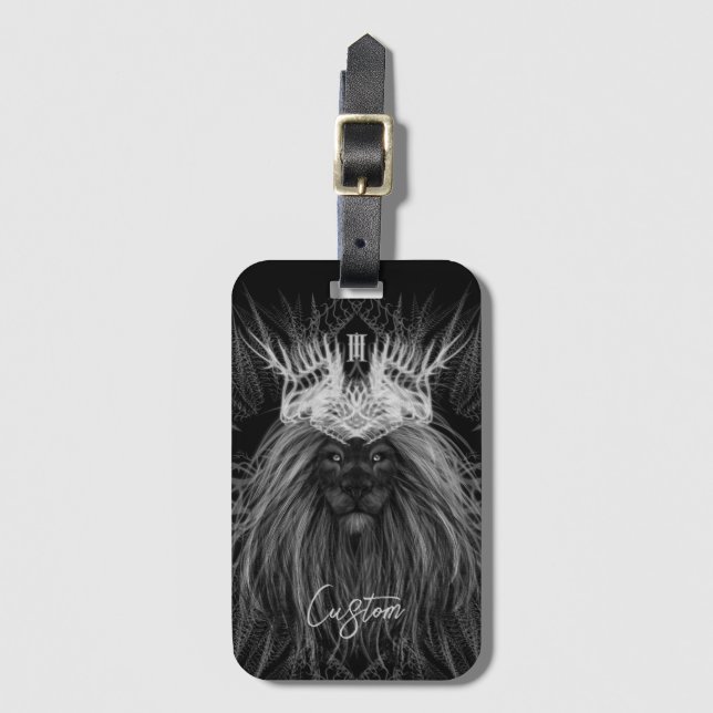 Lion with Crown Monogram Luggage Tag (Front Vertical)