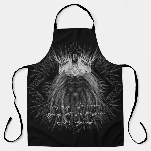 Lion with Crown Monogram Quote Apron (Front)