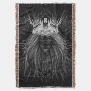 Lion with Crown Monogram Throw Blanket