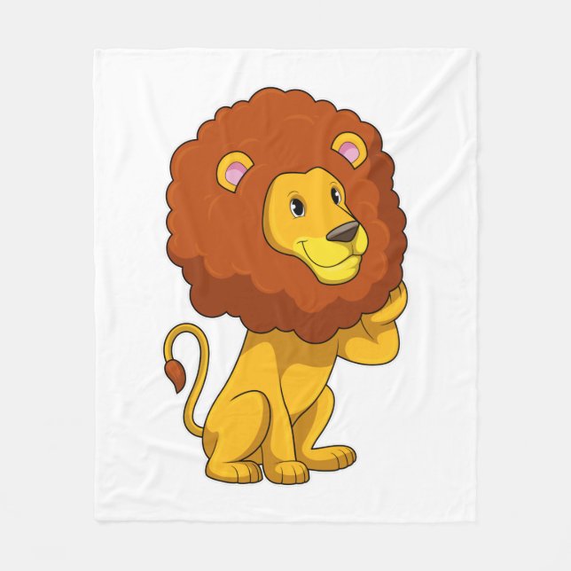 Lion with Curls Fleece Blanket (Front)