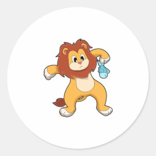 Lion with Fish Classic Round Sticker