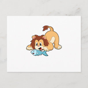 Lion with Fish Postcard
