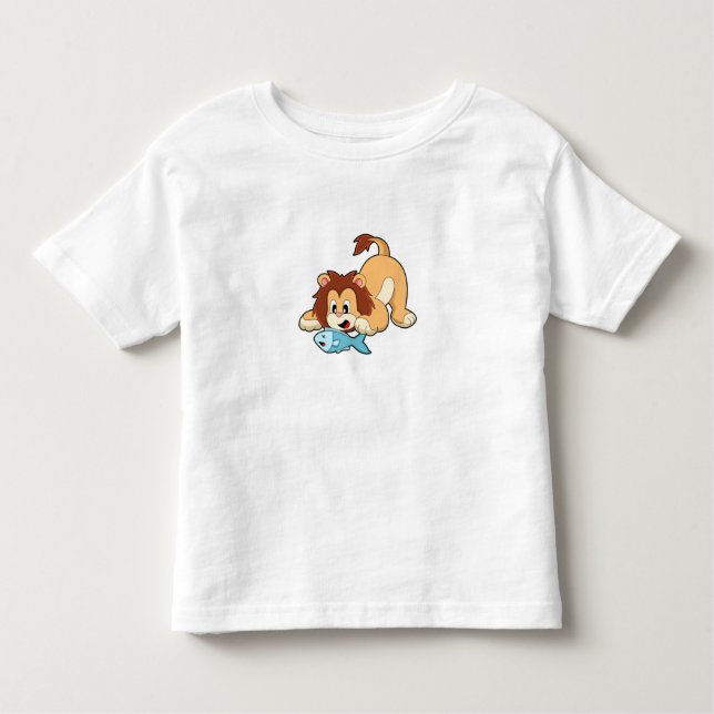Lion with Fish Toddler T-Shirt (Front)