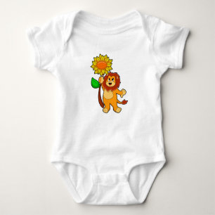 Lion with Flower Sunflower Baby Bodysuit
