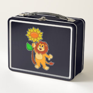 Lion with Flower Sunflower Metal Lunch Box