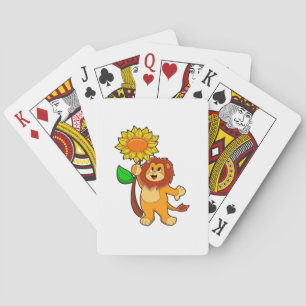 Lion with Flower Sunflower Playing Cards