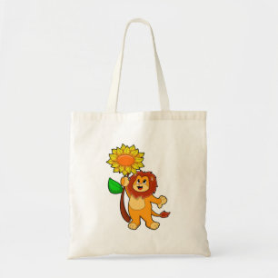 Lion with Flower Sunflower Tote Bag