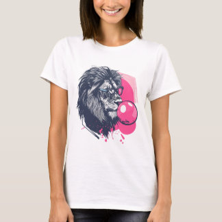 Lion with glasses an pink bubble gum T-Shirt